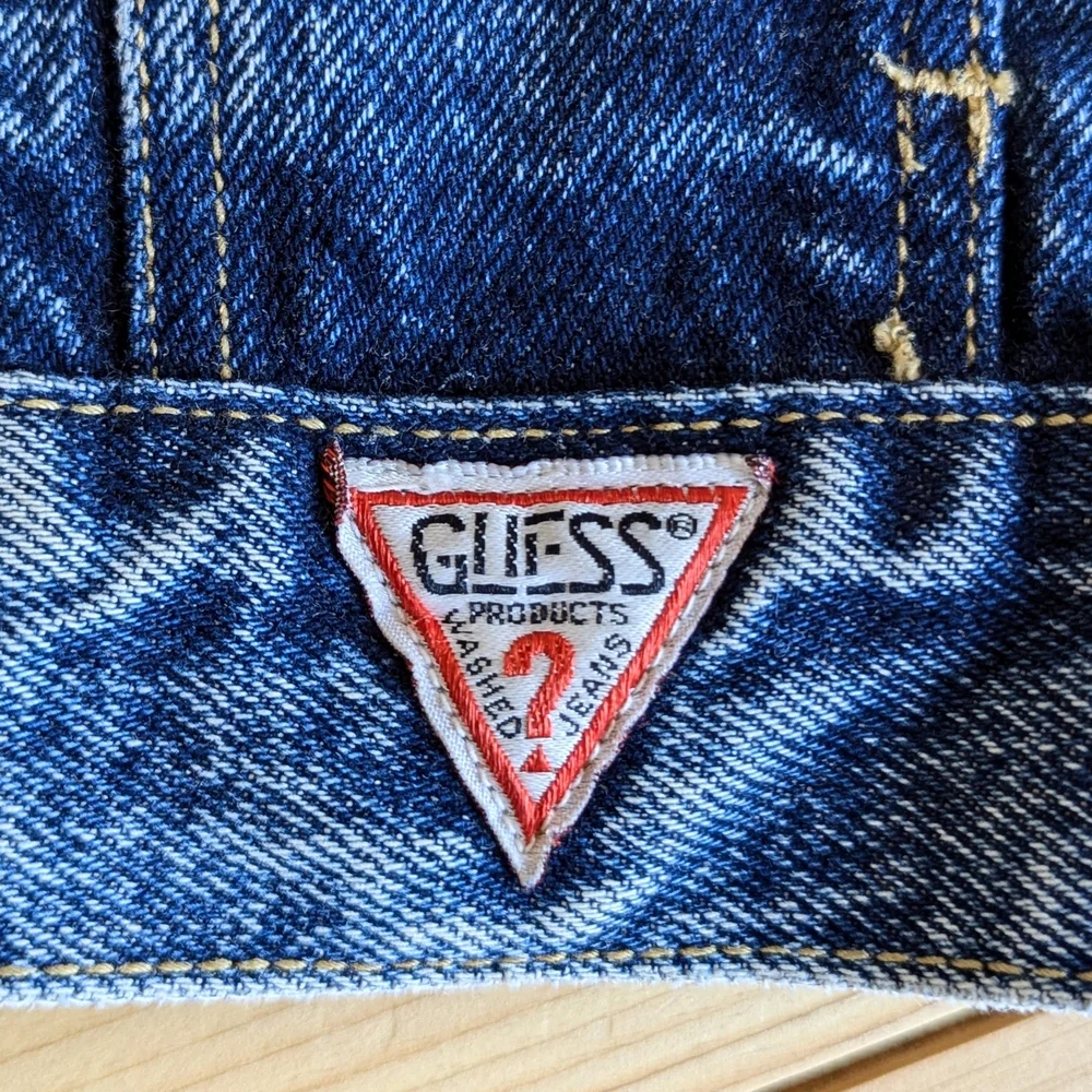 Vintage GUESS Denim Trucker Jean Jacket Georges Marciano Stonewash Blue Large - Picture 6 of 14